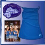 Blue Crew Shirt with pvc label sewn onto it.